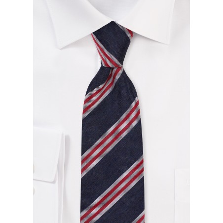Modern Skinny Tie in Navy, Red, Gray