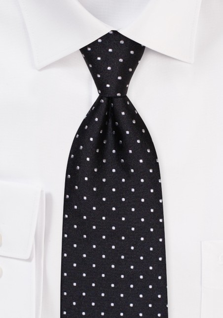 White and Black Dotted Tie