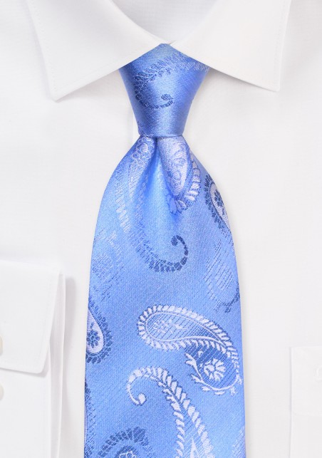 Retro Paisley Tie in Sky Blue
