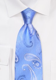 Retro Paisley Tie in Sky Blue