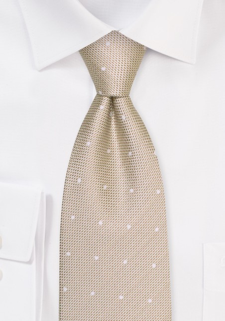 Matte Woven Polka Dot Tie in Sand