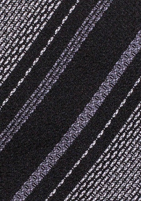 Black and Silver Textured Striped Tie in Pure Silk