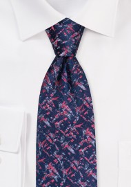 Abstract Art Designer Tie in Navy and Coral