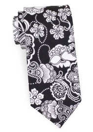 Bandana Paisley Tie | Black and White Floral Paisley Cotton Tie