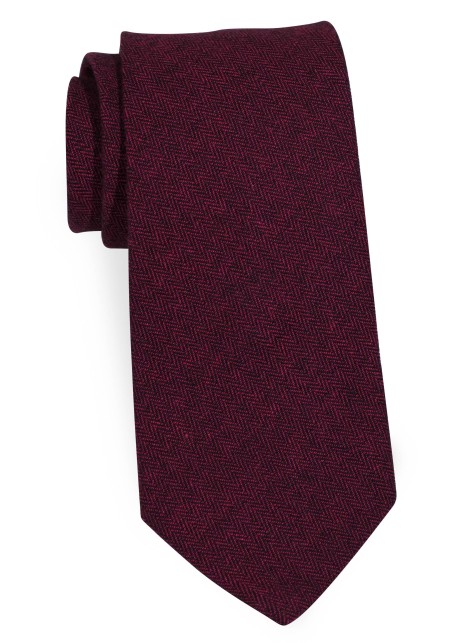 Burgundy Tie. | Matte Cotton Tie in Burgundy | Herringbone Slim Cut Ties