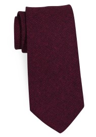 Burgundy Tie. | Matte Cotton Tie in Burgundy | Herringbone Slim Cut Ties