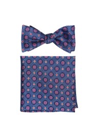 Silk Self Tie Bowtie and Hanky Set in Medallion Design