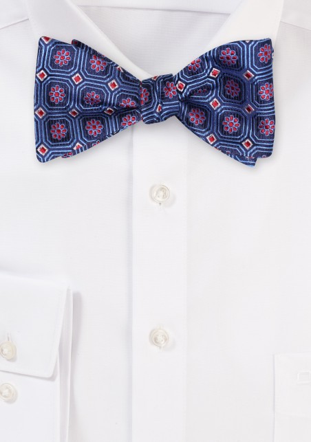 Silk Self Tie Bowtie and Hanky Set in Medallion Design