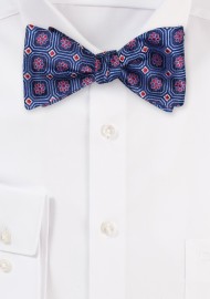 Silk Self Tie Bowtie and Hanky Set in Medallion Design