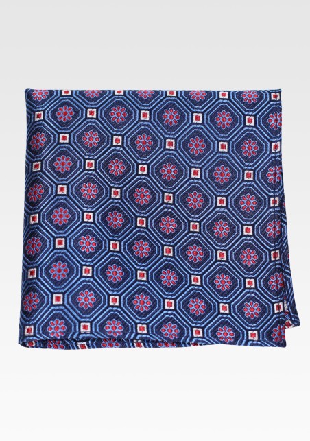 Silk Self Tie Bowtie and Hanky Set in Medallion Design