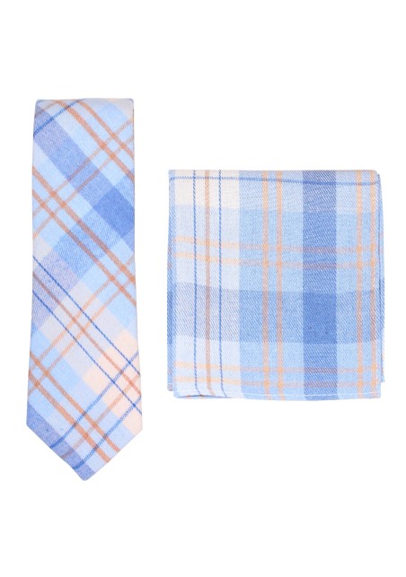 Madras Necktie and Pocket Square Set in Cotton
