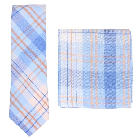 Madras Necktie and Pocket Square Set in Cotton