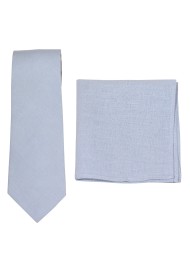 Linen Tie and Hanky Set in Moody Blue