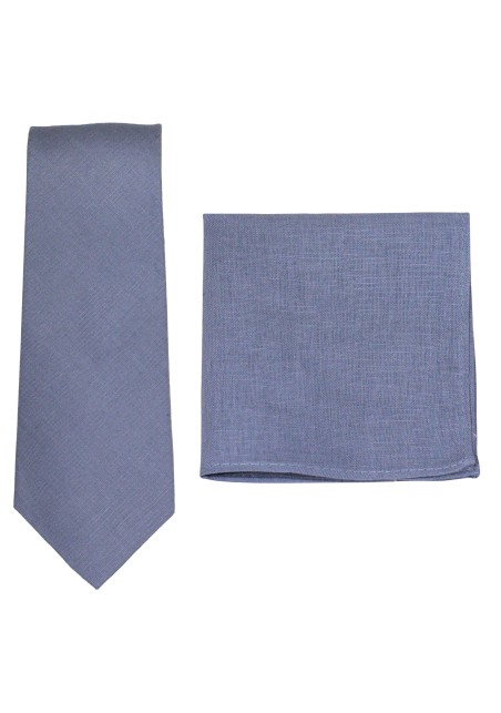 Linen Necktie Combo in Dusty Blue
