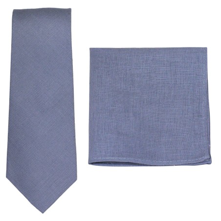 Linen Necktie Combo in Dusty Blue