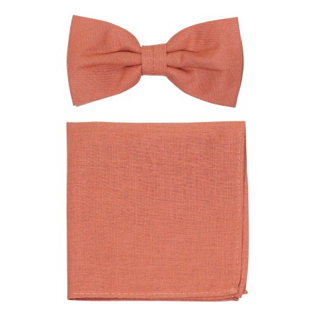 Bronzer Linen Bow Tie with Matching Bronzer Pocket Square