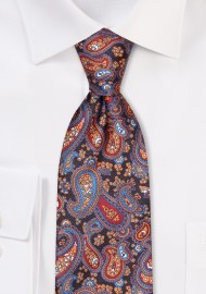 Burgundy and Gold Paisley Tie and Pocket Square Set
