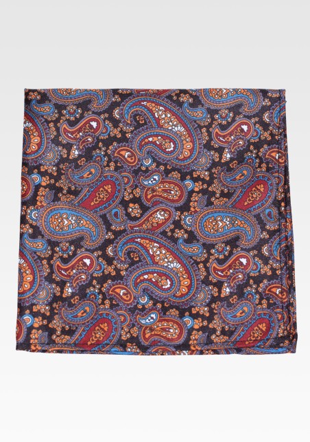 Burgundy and Gold Paisley Tie and Pocket Square Set