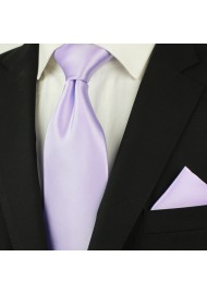 Light Lavender Necktie and Pocket Square Set in Satin