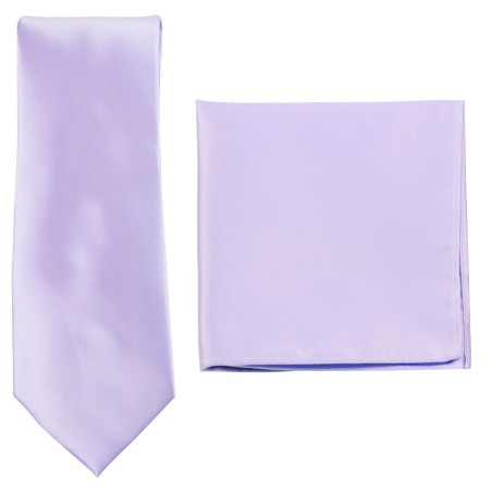 Light Lavender Necktie and Pocket Square Set in Satin