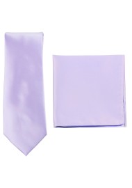 Light Lavender Necktie and Pocket Square Set in Satin