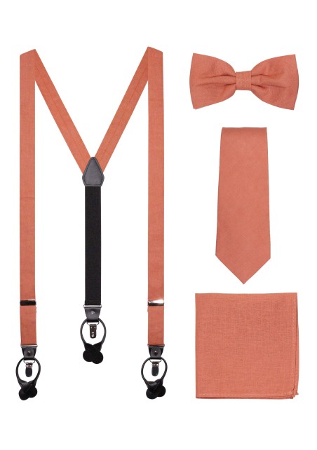 Bronzer Color Linen Suspender and Tie Set