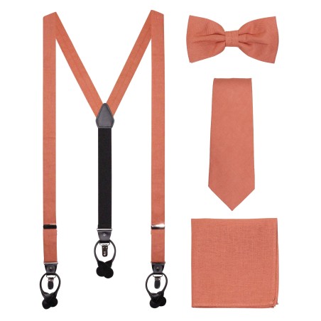 Bronzer Color Linen Suspender and Tie Set