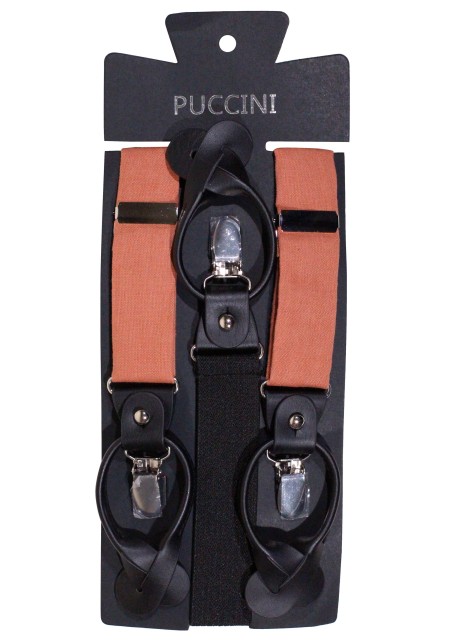 Bronzer Color Linen Suspender and Tie Set