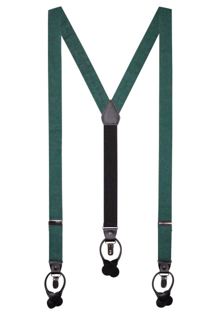 Emerald Green Suspender, Necktie, Bowtie Set in Linen