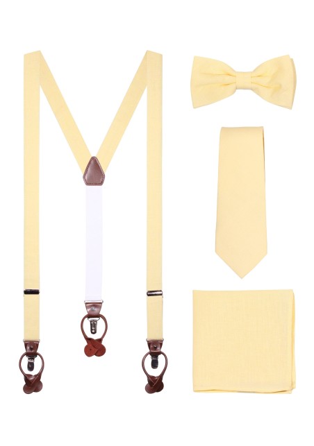 Linen Suspender Tie Set in Lemon Sorbet Color