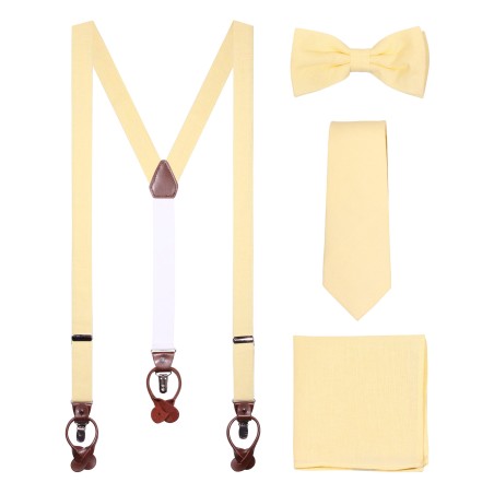 Linen Suspender Tie Set in Lemon Sorbet Color
