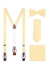 Linen Suspender Tie Set in Lemon Sorbet Color
