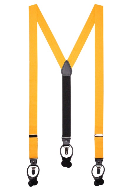 Linen Suspender Tie Set in Marigold