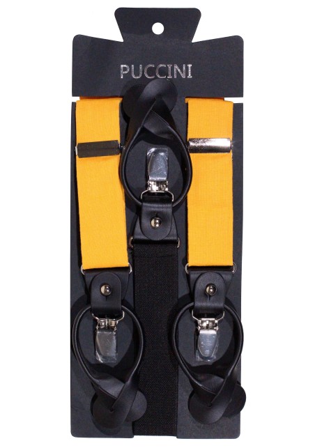 Linen Suspender Tie Set in Marigold