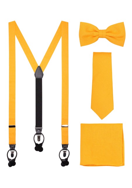 Linen Suspender Tie Set in Marigold