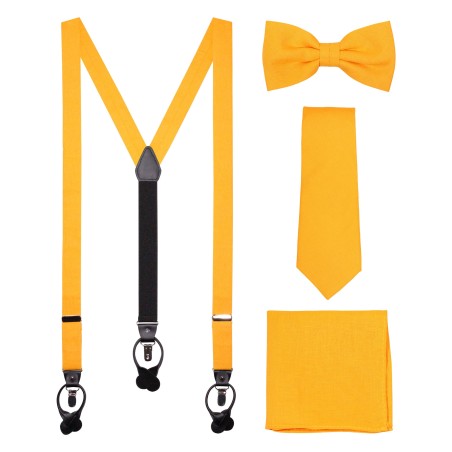 Linen Suspender Tie Set in Marigold