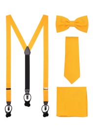 Linen Suspender Tie Set in Marigold