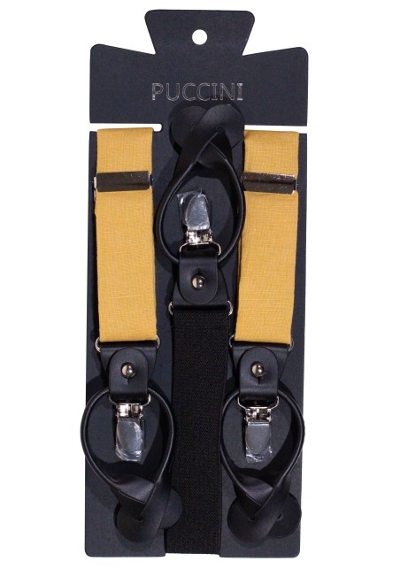 Golden Butterscotch Suspender, Tie, Hanky Set in Linen
