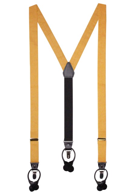 Golden Butterscotch Suspender, Tie, Hanky Set in Linen