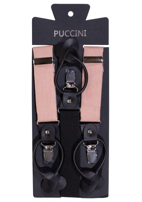 Linen Suspender Tie Set in Bon Bon Pink