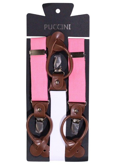 Linen Suspender Tie Set in Bon Bon Pink