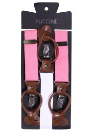 Linen Suspender Tie Set in Bon Bon Pink