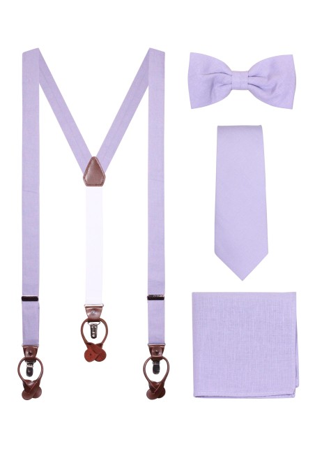 Iris Colored Linen Suspender and Mens Tie Set