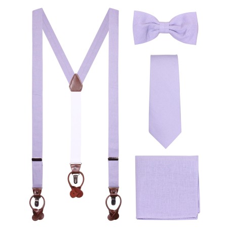 Iris Colored Linen Suspender and Mens Tie Set
