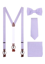 Iris Colored Linen Suspender and Mens Tie Set
