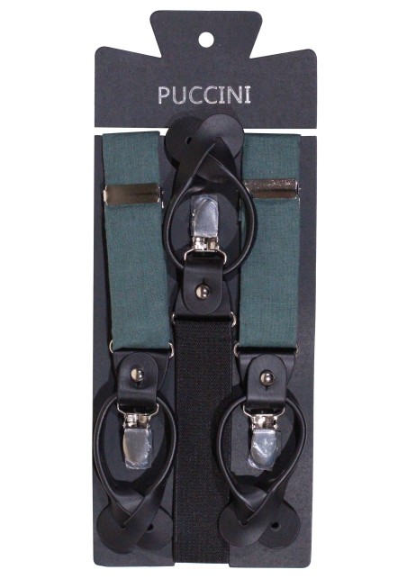 Linen Suspender Tie Set in Eucalyptus Green