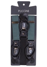 Linen Suspender Tie Set in Eucalyptus Green