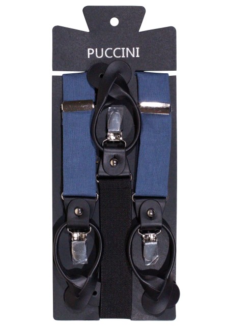 Linen Suspender Tie Set in Neptune Blue - Linen Dress Suspender Sets