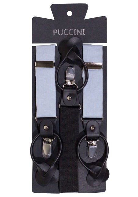 Linen Suspender Tie Set in Moody Blue