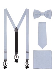 Linen Suspender Tie Set in Moody Blue